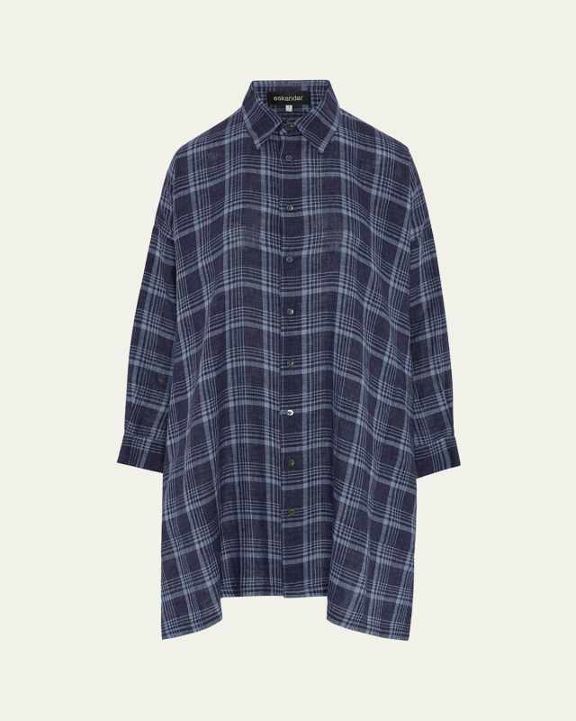 Wide A-line Collar Shirt with Slits (Very Long Length)
